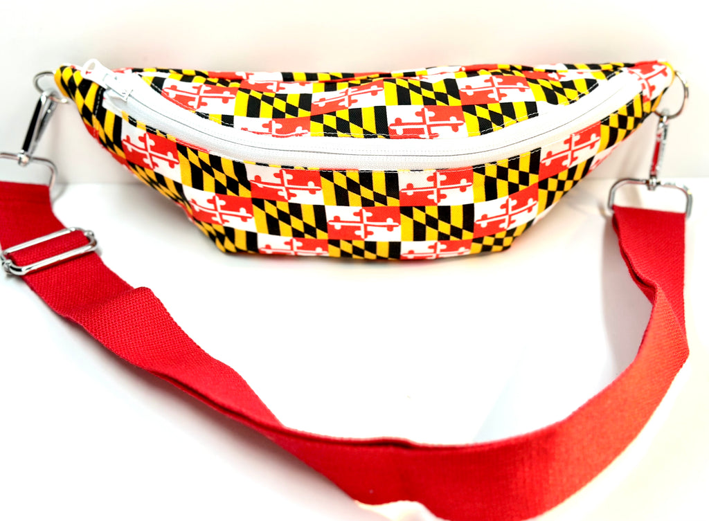 #1007 - Reversible Maryland Flag & Maryland Crab Sling Bag