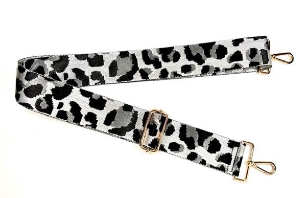 #2007 - Sling Bag Strap: Light Gray Leopard/Gold