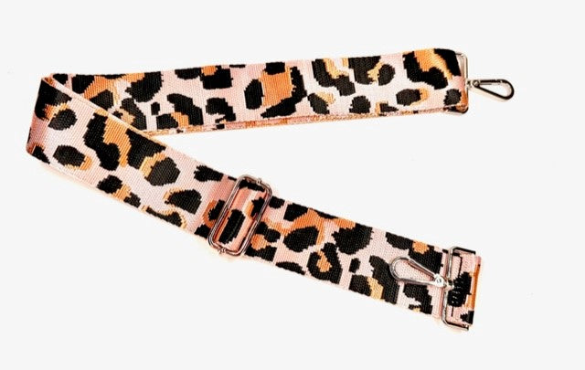 #2008 - Sling Bag Strap: Light Pink Leopard/Silver