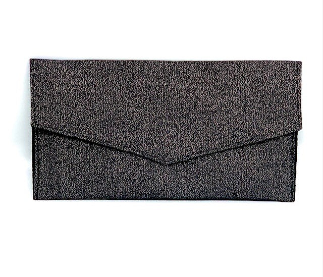 #4009 - Envelope Clutch - Black Sparkles with Black Patterned Fabric (Switch Purse)