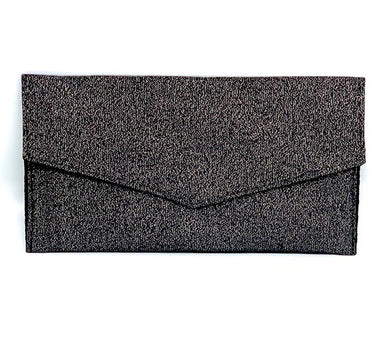 #4009 - Envelope Clutch - Black Sparkles with Black Patterned Fabric (Switch Purse)