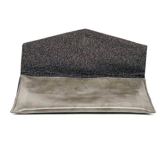 #4008 - Envelope Clutch - Gray Pleather with Black Sparkles (Switch Purse)