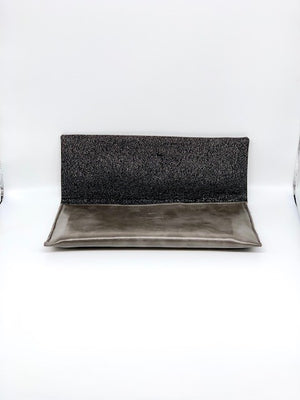 #4011 - Clutch - Gray Pleather with Black Sparkles (Switch Purse)
