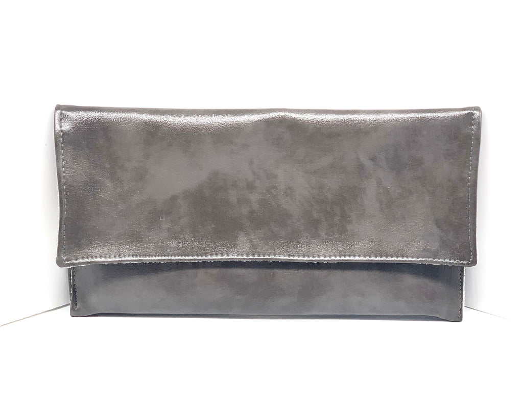#4006 - Clutch - Gray Pleather with Silver Sparkles (Switch Purse)